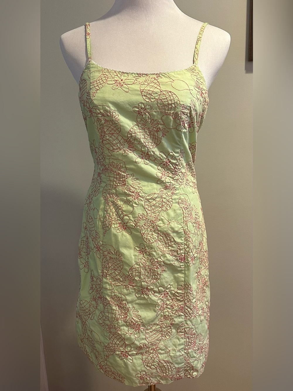 Lilly Pulitzer Vintage Pineapple Juice Embroidered Dress GUC Sz 6